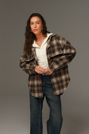 ג'קט ריינה משבצות חום כהה