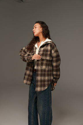 ג'קט ריינה משבצות חום כהה