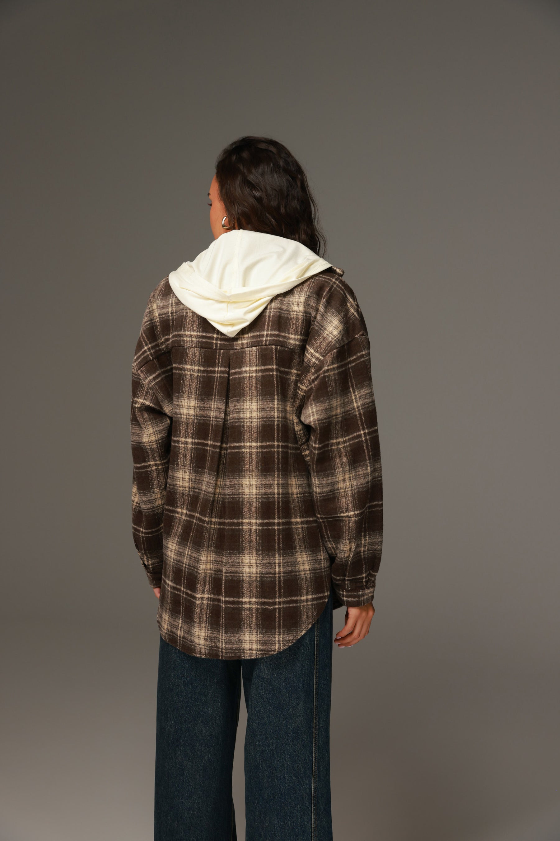 ג'קט ריינה משבצות חום כהה