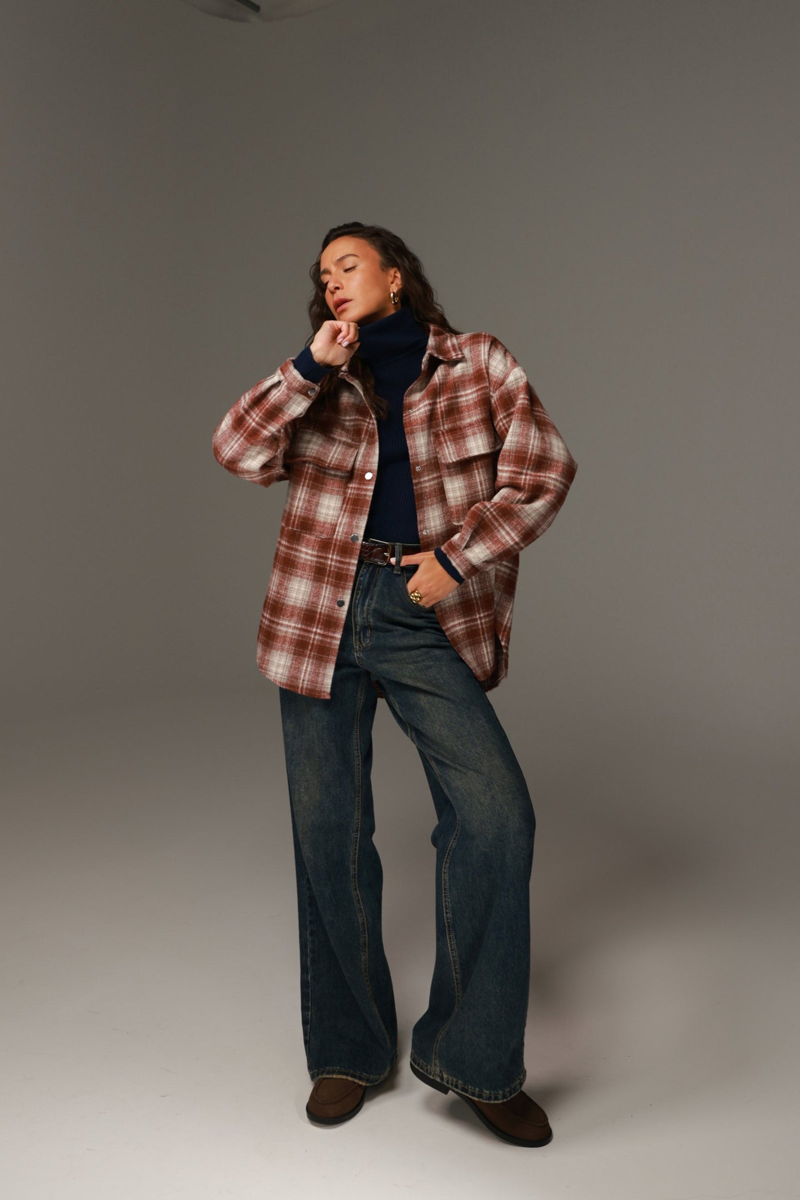 ג'קט ריינה משבצות חמרה