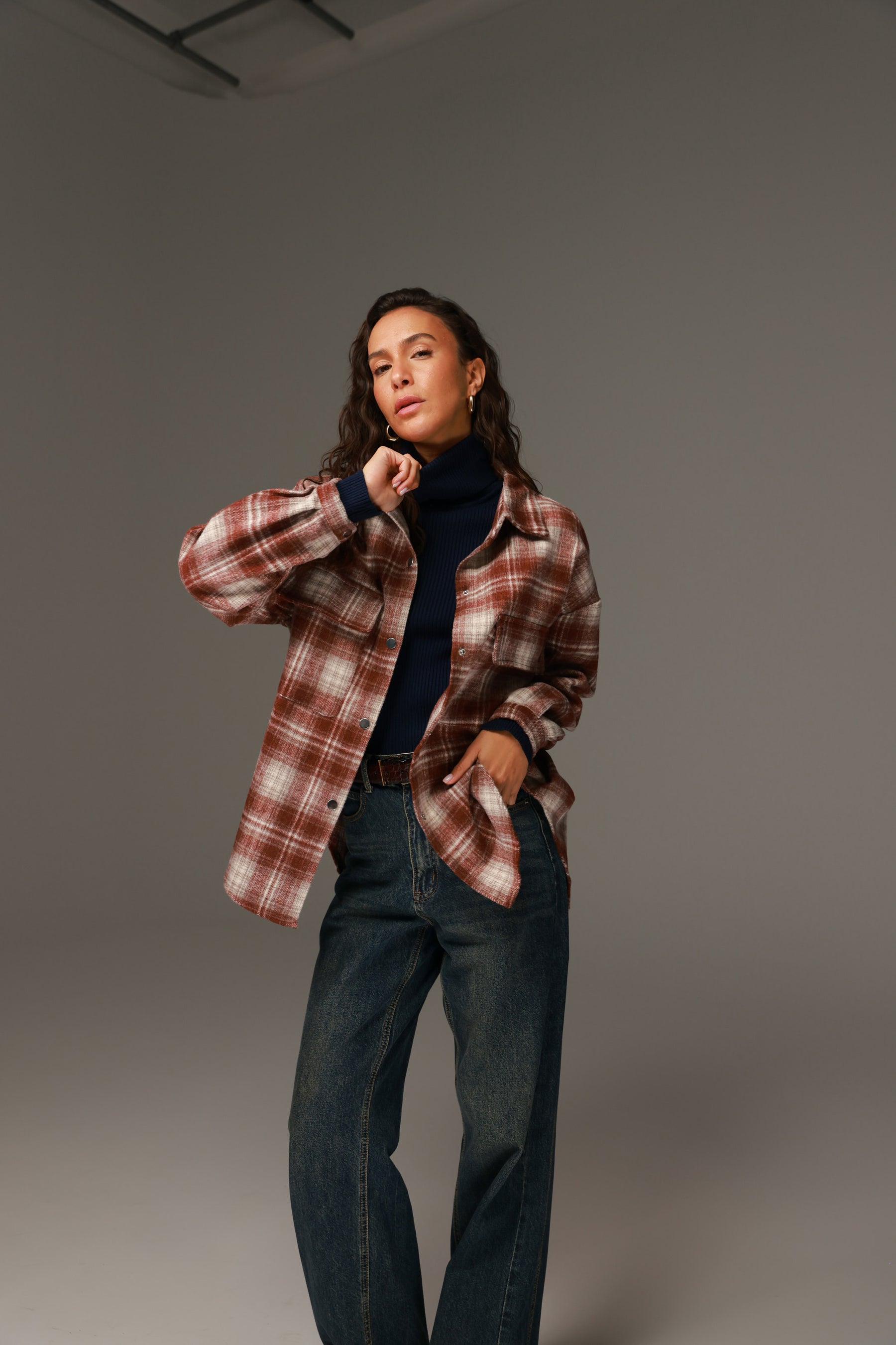 ג'קט ריינה משבצות חמרה