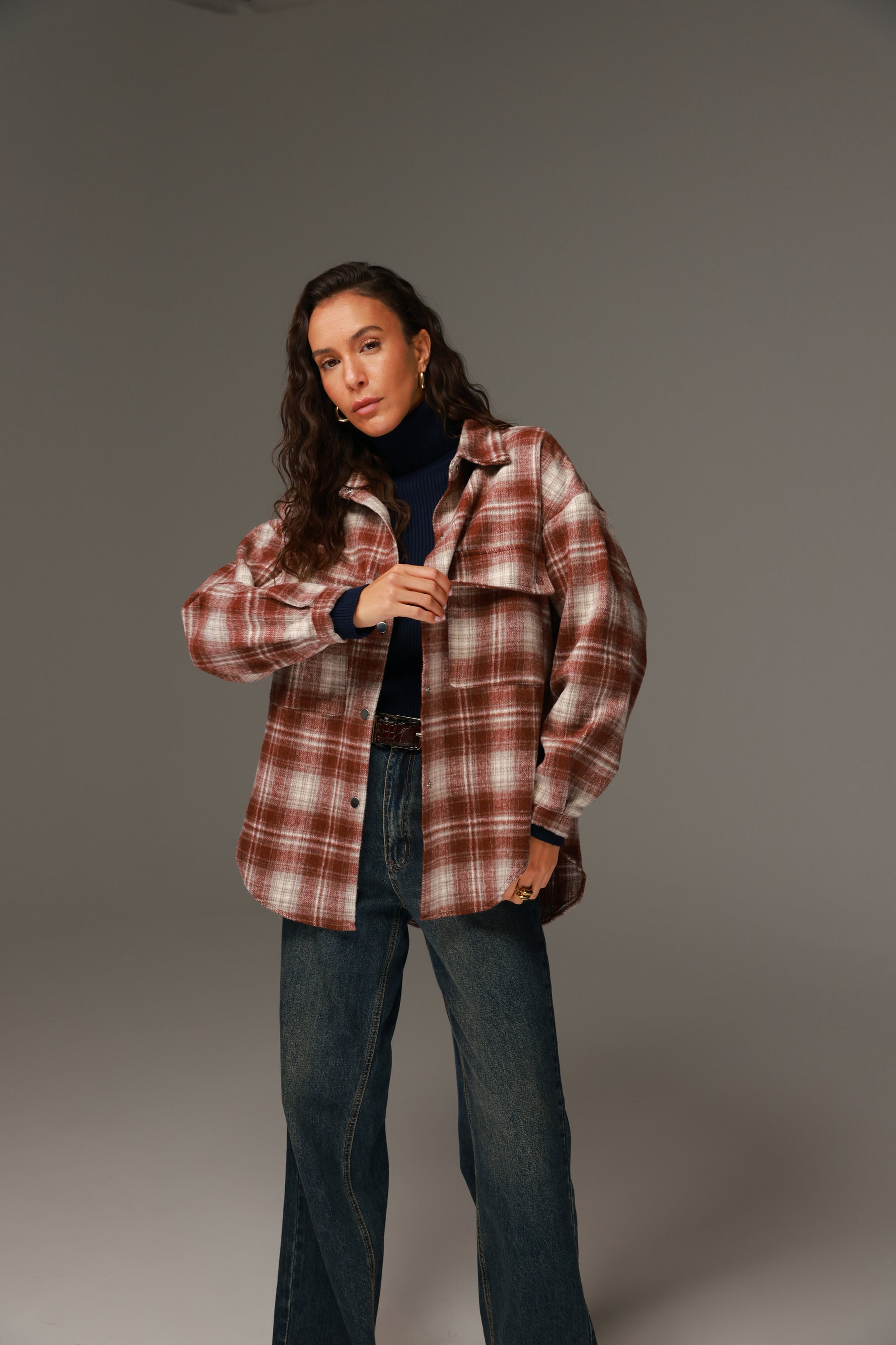 ג'קט ריינה משבצות חמרה