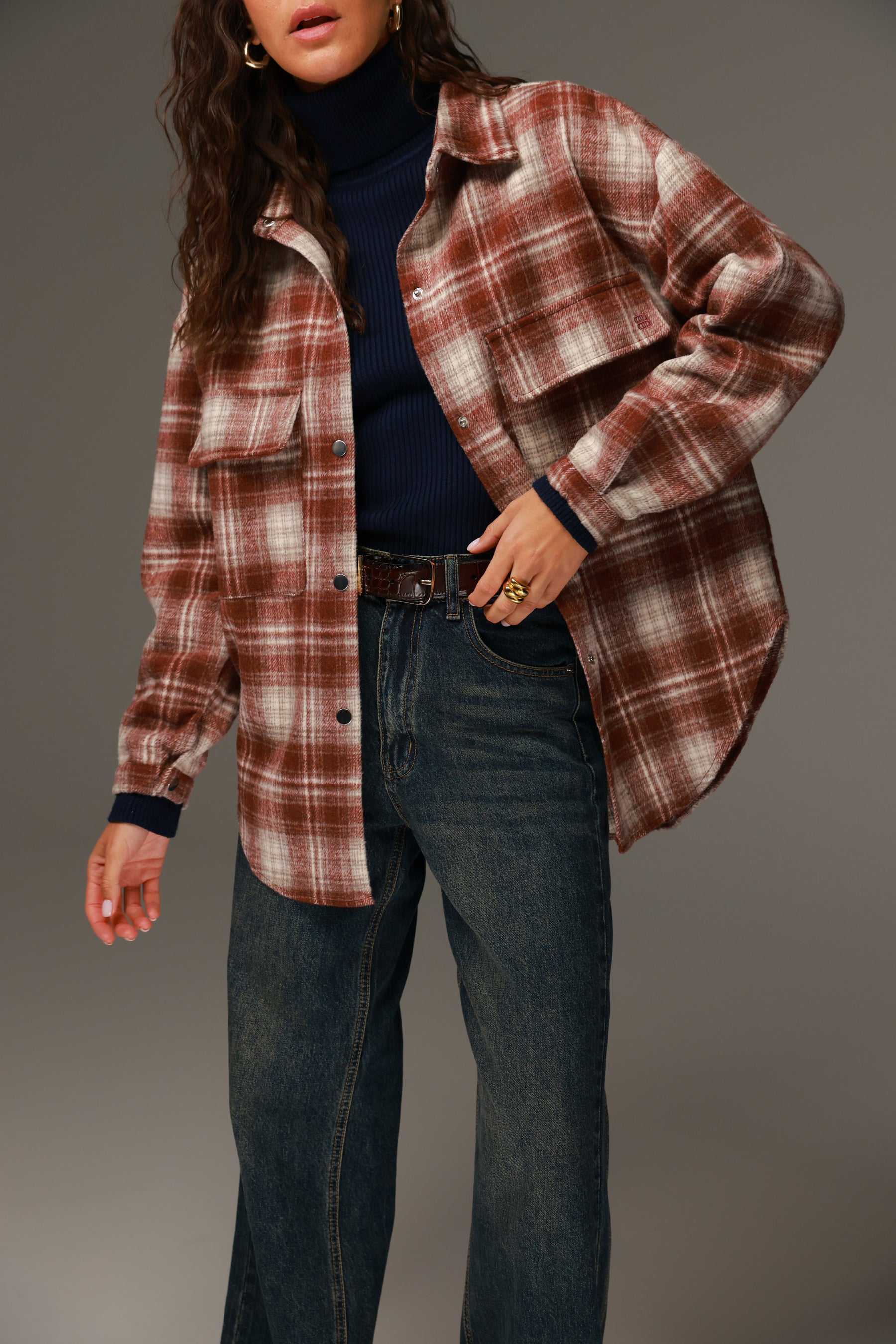 ג'קט ריינה משבצות חמרה