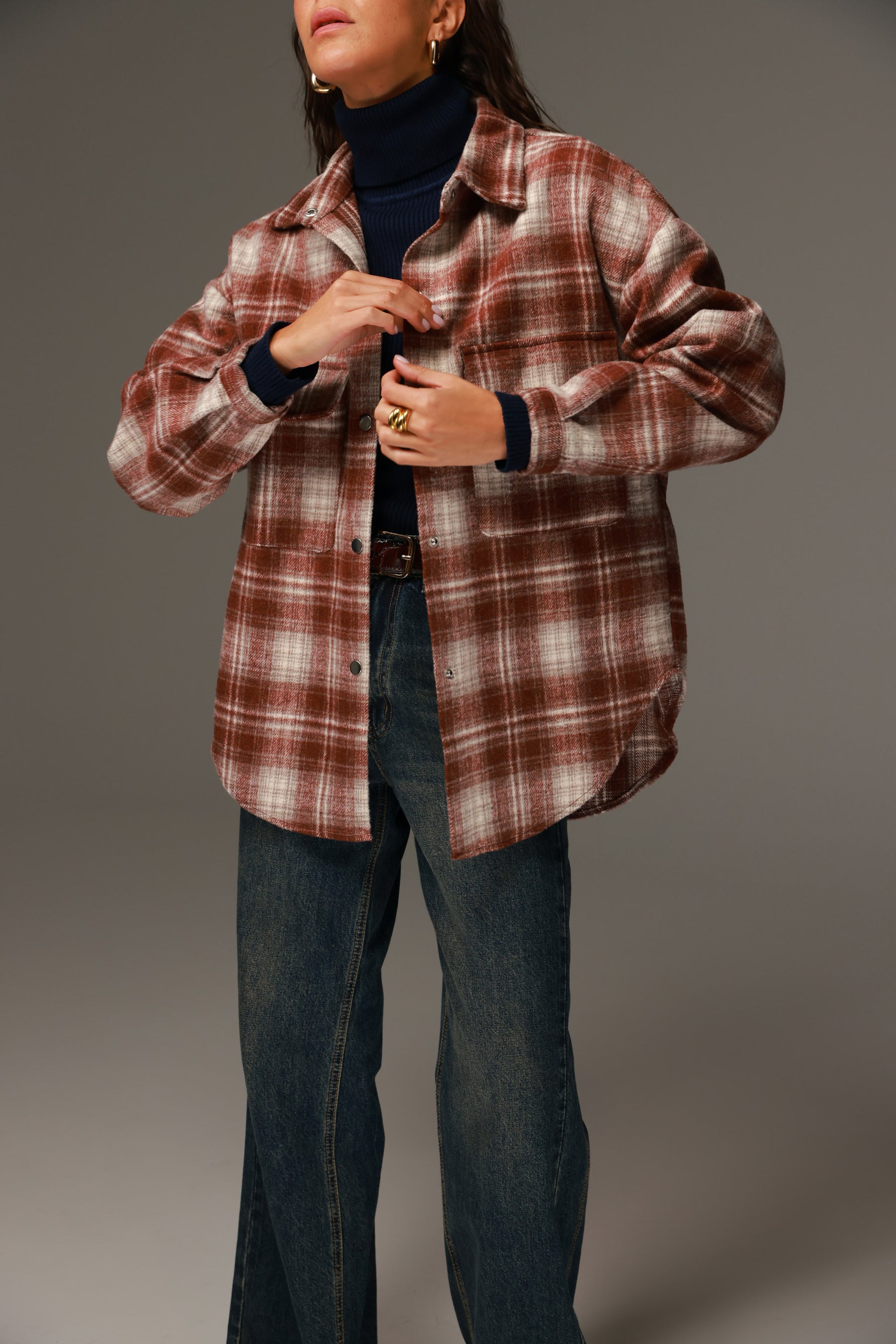 ג'קט ריינה משבצות חמרה