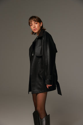 טרנץ' דמוי עור ניקולאס שחור