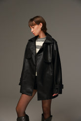 טרנץ' דמוי עור ניקולאס שחור