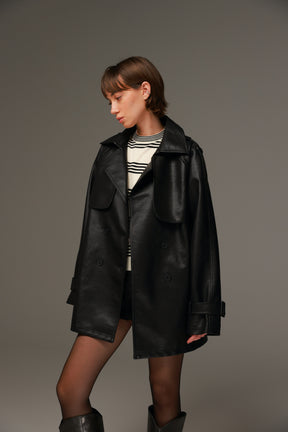 טרנץ' דמוי עור ניקולאס שחור