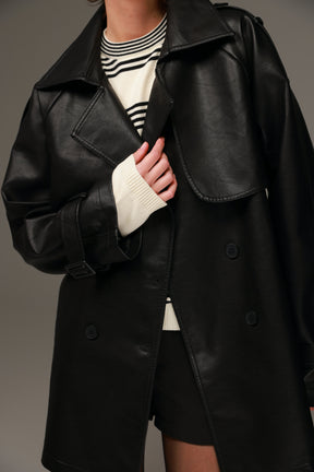 טרנץ' דמוי עור ניקולאס שחור