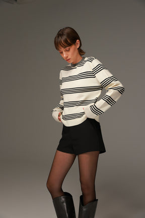 סריג אליסיה פסים שמנת/שחור