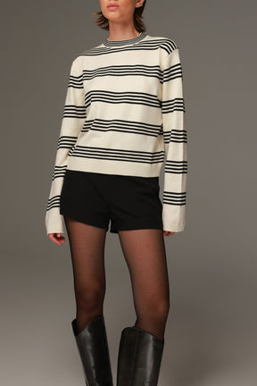 סריג אליסיה פסים שמנת/שחור