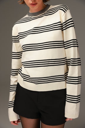 סריג אליסיה פסים שמנת/שחור