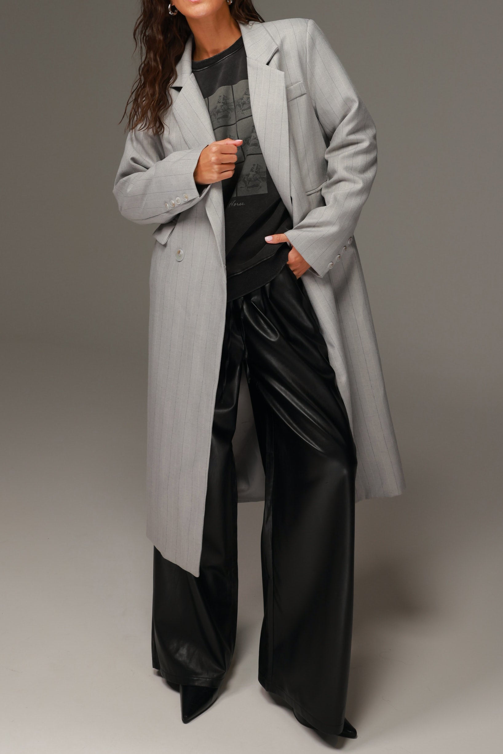 מכנסי טרוור דמוי עור שחורים