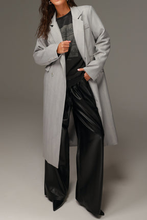 מכנסי טרוור דמוי עור שחורים