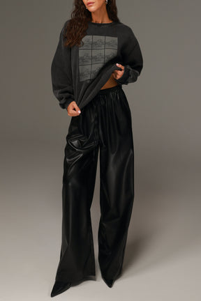 מכנסי טרוור דמוי עור שחורים