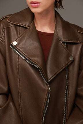 מעיל דמוי עור דילן חום