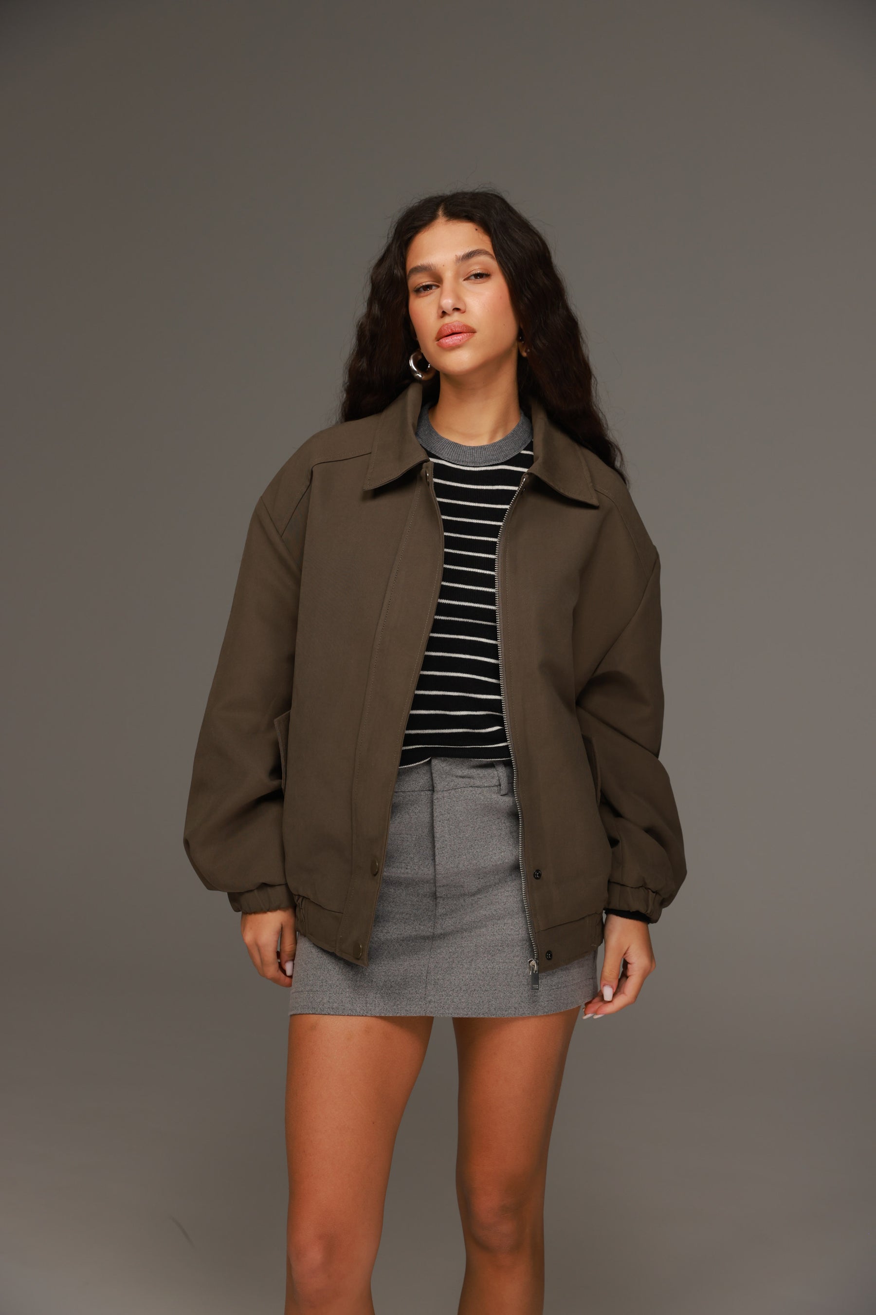 ג'קט בומבר ג'רמי חאקי כהה