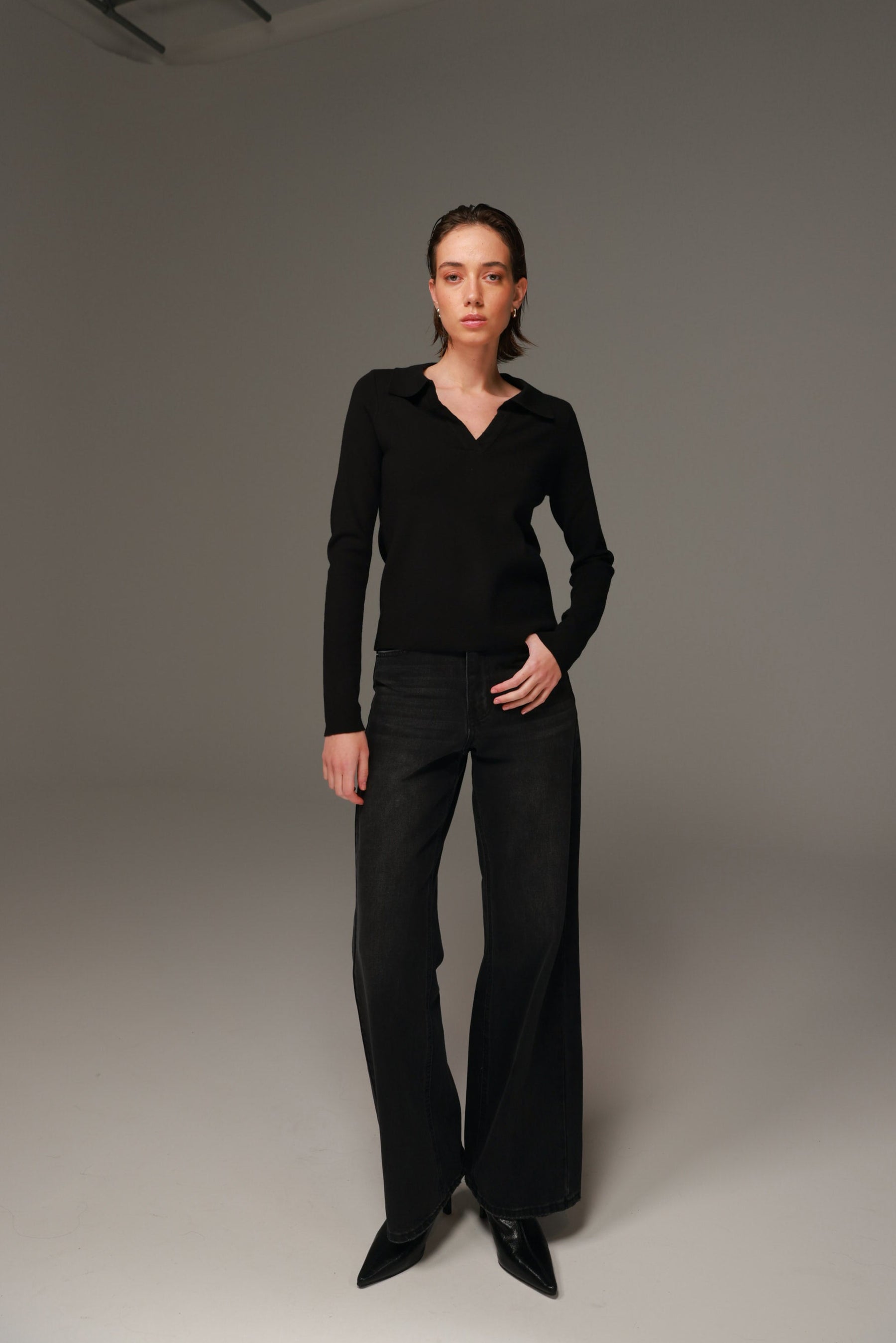 חולצת סריג ליזה שחורה