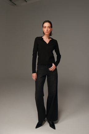 חולצת סריג ליזה שחורה