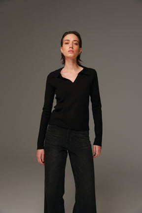 חולצת סריג ליזה שחורה