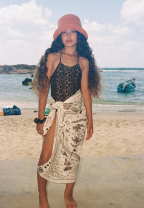 Reah Pareo Cream/Brown Print