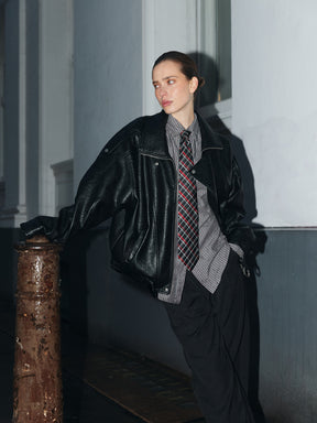 מעיל מייק דמוי עור שחור