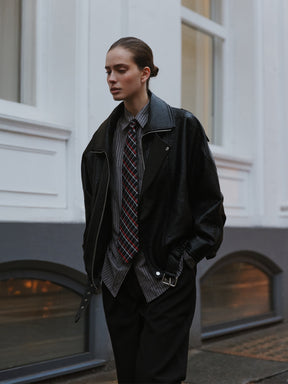 מעיל מייק דמוי עור שחור