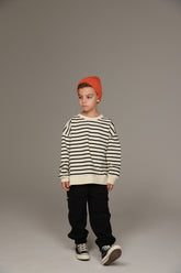 סוויטשירט אליוט פסים שמנת/שחור