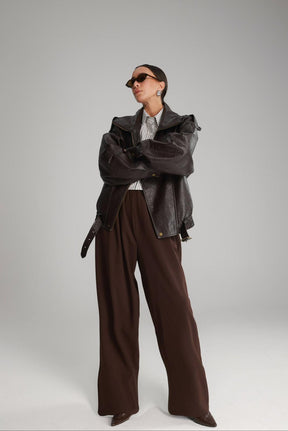 מכנסי מנואלה חום כהה