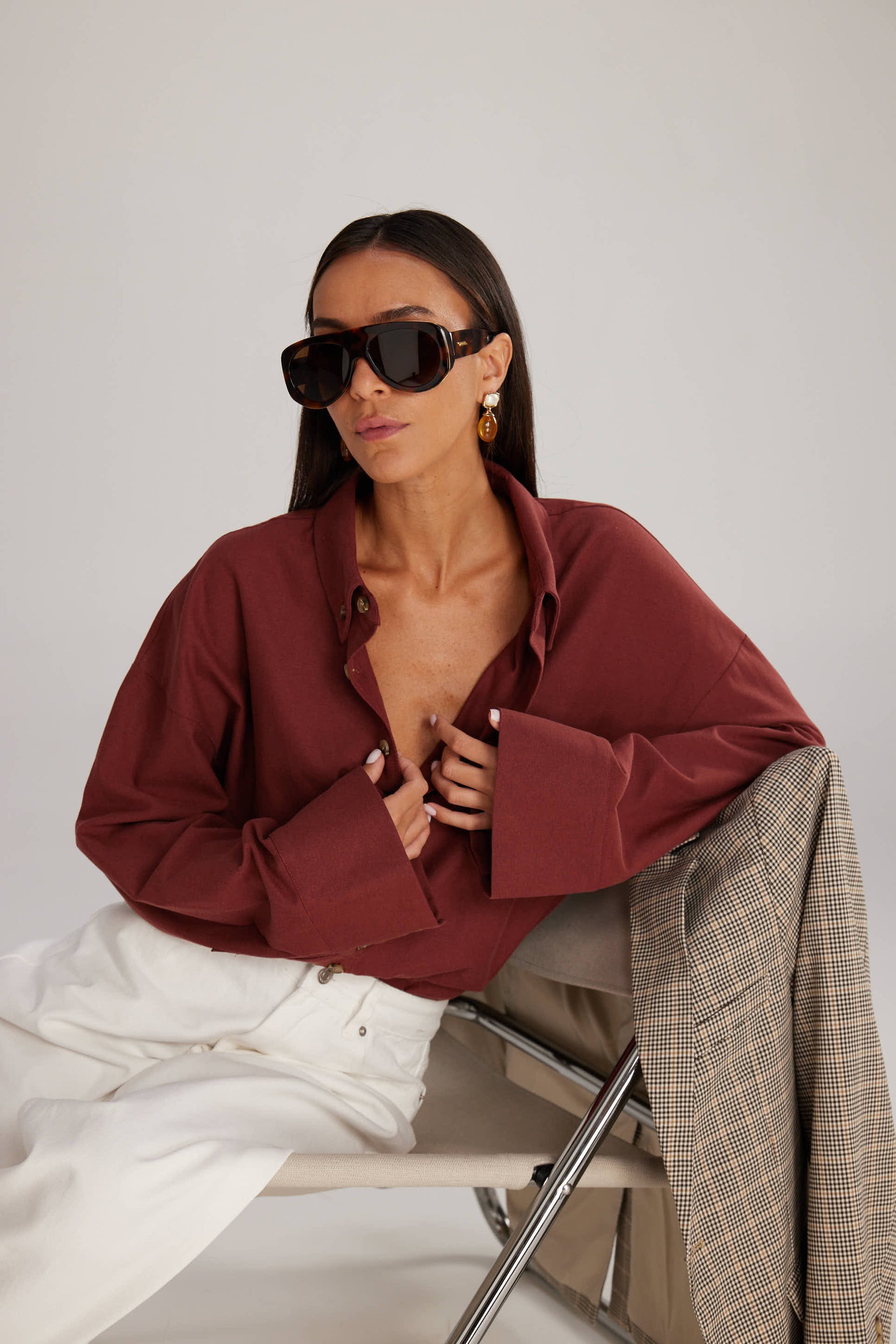 חולצת הירו מכופתרת בורדו