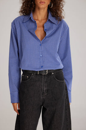 חולצת קאסיה מכופתרת כחולה