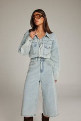 חולצת ג'ינס סיינה כחול בהיר