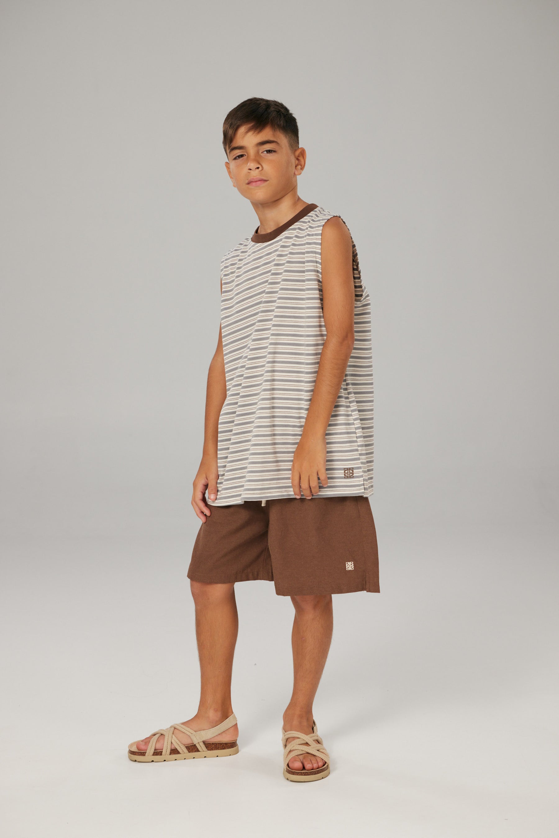 גופיית סולרה אפור/לבן